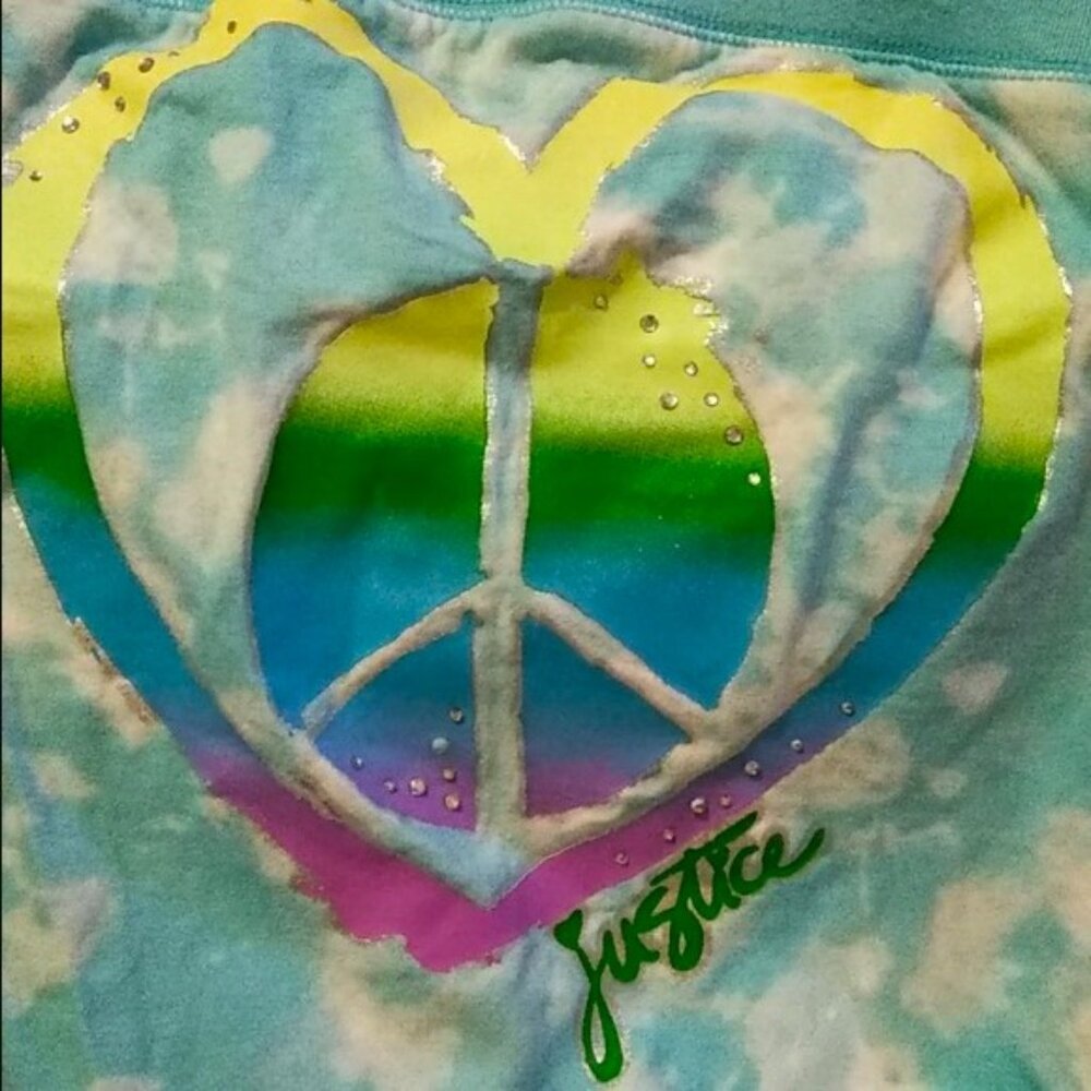JUSTICE Tie Dye Wear 3 Way Halter Tube Tank Heart Peace Sign Front Size 10 NEW